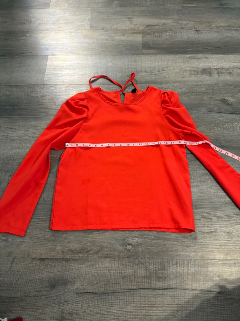 SHEIN Red Long Sleeve Top with Back Tie Detail